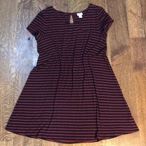 Maroon and Black T Shirt Dress
